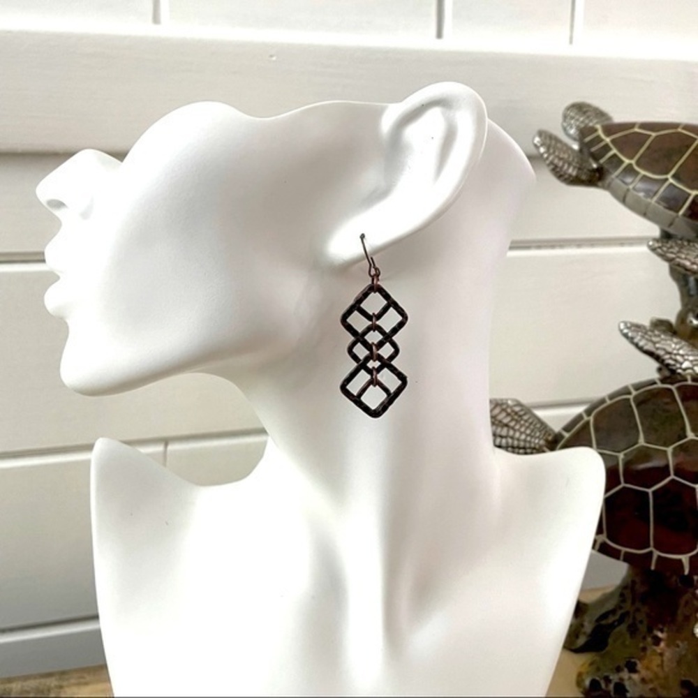 2/$29 Handmade Layered Hammered Copper Earring 2” Textured Metal Minimalist Boho
